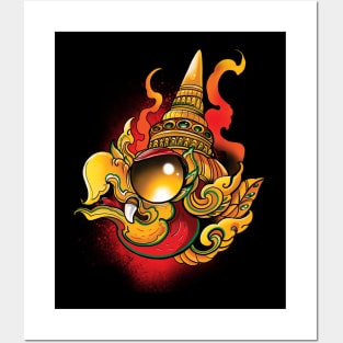 thai garuda black Posters and Art